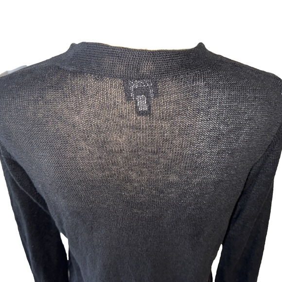 Eileen Fisher Petite Knit Linen Black Cardigan Size Petite M - Picture 8 of 12